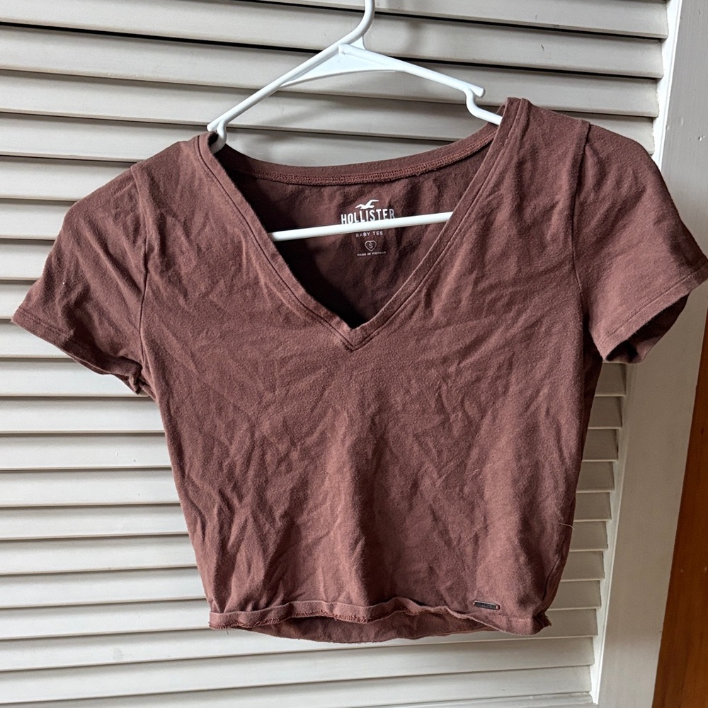 Hollister Women's Chocolate Brown Crop Top